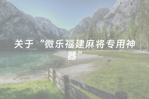 关于“微乐福建麻将专用神器”（有什么诀窍)