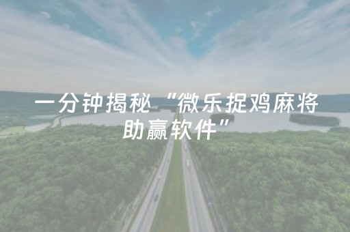 一分钟揭秘“微乐捉鸡麻将助赢软件”（小程序控牌器)