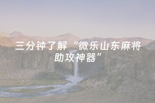 三分钟了解“微乐山东麻将助攻神器”（提高胜率软件)