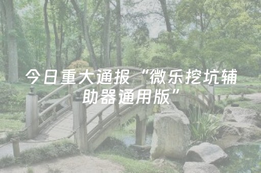今日重大通报“微乐挖坑辅助器通用版”（怎么让系统给你发好牌)