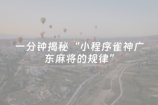 一分钟揭秘“小程序雀神广东麻将的规律”（开挂辅助器脚本)
