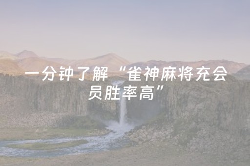 一分钟了解“雀神麻将充会员胜率高”（挂件神器)