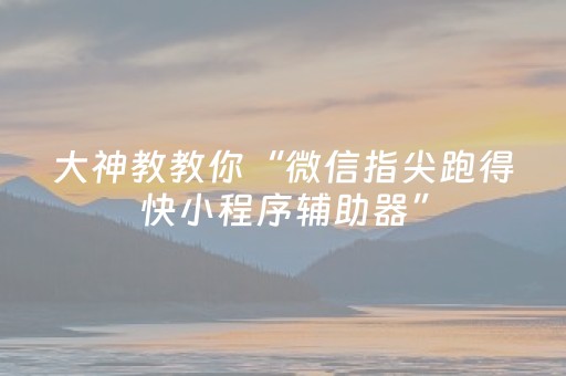大神教教你“微信指尖跑得快小程序辅助器”（是否能开挂)