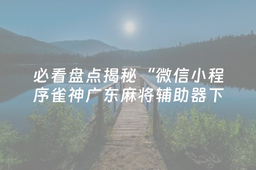 必看盘点揭秘“微信小程序雀神广东麻将辅助器下载”（赢的技巧规律)
