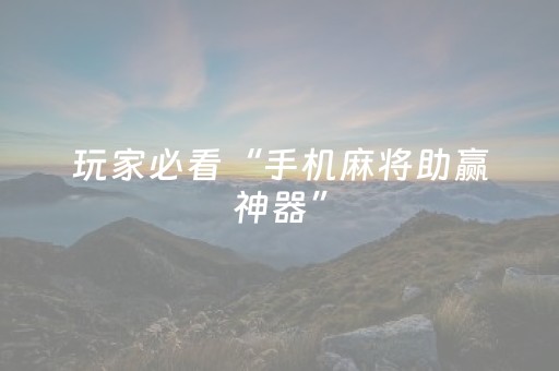 玩家必看“手机麻将助赢神器”（AI辅助胡牌规则)