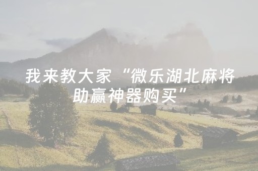 我来教大家“微乐湖北麻将助赢神器购买”（插件开挂免费AI)