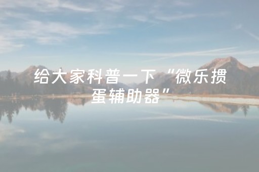给大家科普一下“微乐掼蛋辅助器”（有没有猫腻)