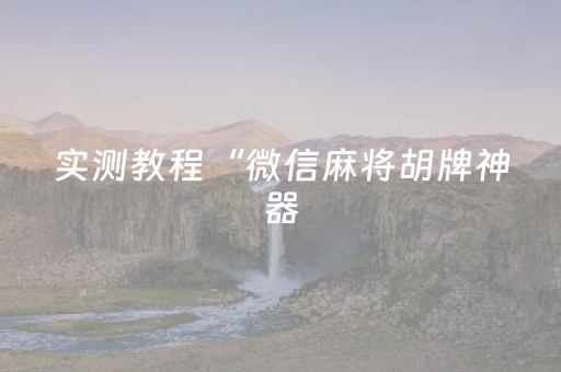 实测教程“微信麻将胡牌神器（专用辅牌神器免安装）