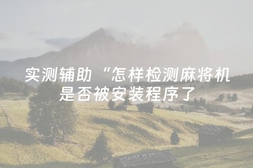 实测辅助“怎样检测麻将机是否被安装程序了（助赢神器通用版）