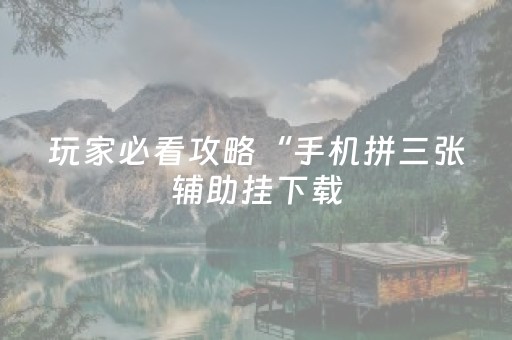 玩家必看攻略“手机拼三张辅助挂下载（助赢神器通用版）