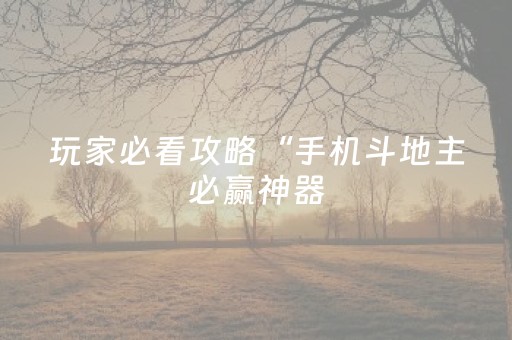 玩家必看攻略“手机斗地主必赢神器（助赢神器通用版）
