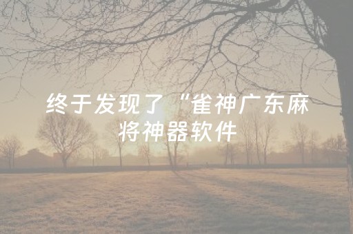 终于发现了“雀神广东麻将神器软件（助赢神器通用版）