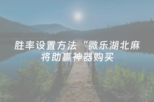 胜率设置方法“微乐湖北麻将助赢神器购买（专用辅牌神器免安装）