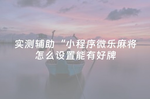 实测辅助“小程序微乐麻将怎么设置能有好牌（专用辅牌神器免安装）