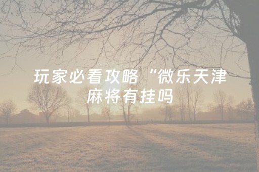 玩家必看攻略“微乐天津麻将有挂吗（助赢神器通用版）