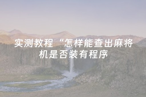 实测教程“怎样能查出麻将机是否装有程序（助赢神器通用版）