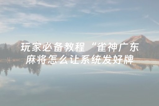 玩家必备教程“雀神广东麻将怎么让系统发好牌（专用辅牌神器免安装）