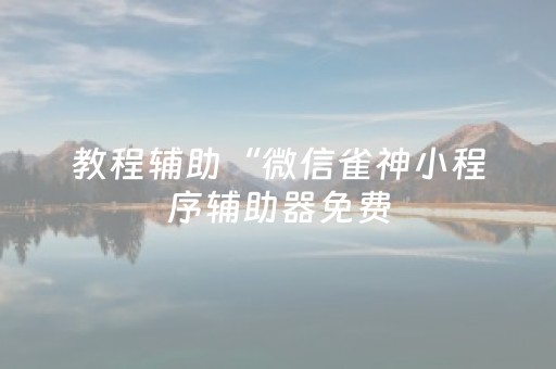教程辅助“微信雀神小程序辅助器免费（专用辅牌神器免安装）