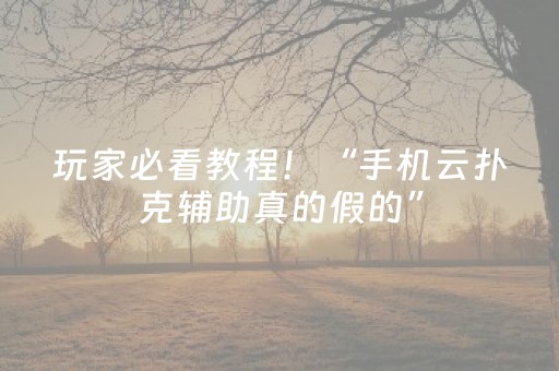 必看教程“边锋斗地主必赢软件（专用辅牌神器免安装）