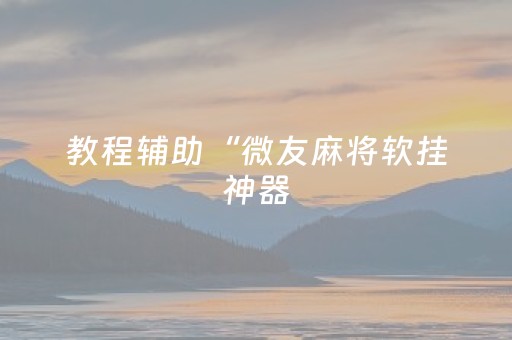 教程辅助“微友麻将软挂神器（助赢神器通用版）