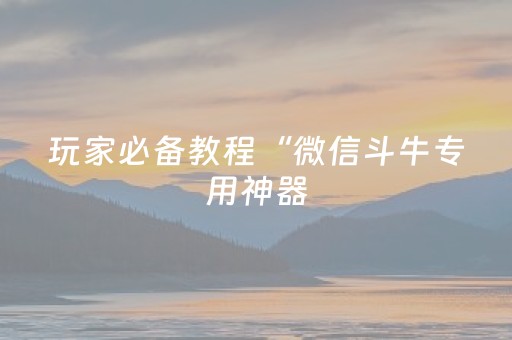 玩家必备教程“微信斗牛专用神器（助赢神器通用版）