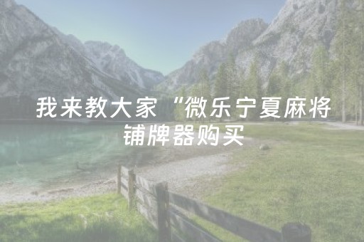 我来教大家“微乐宁夏麻将铺牌器购买（助赢神器通用版）