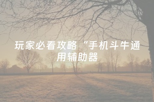 玩家必看攻略“手机斗牛通用辅助器（助赢神器通用版）