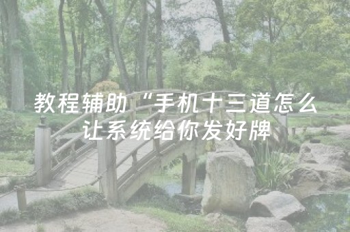 教程辅助“手机十三道怎么让系统给你发好牌（专用辅牌神器免安装）