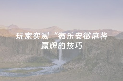 玩家实测“微乐安徽麻将赢牌的技巧（专用辅牌神器免安装）
