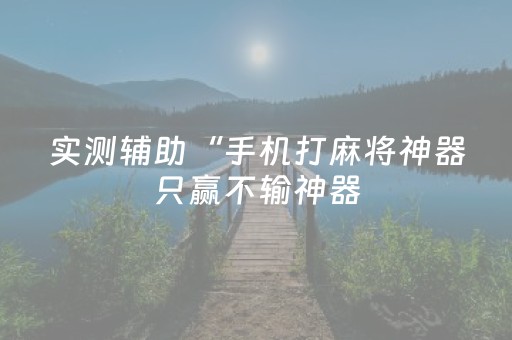 实测辅助“手机打麻将神器只赢不输神器（助赢神器通用版）