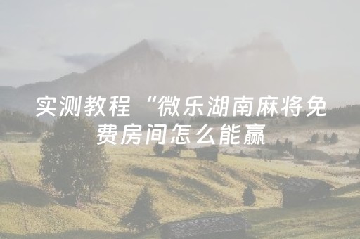 实测教程“微乐湖南麻将免费房间怎么能赢（专用辅牌神器免安装）