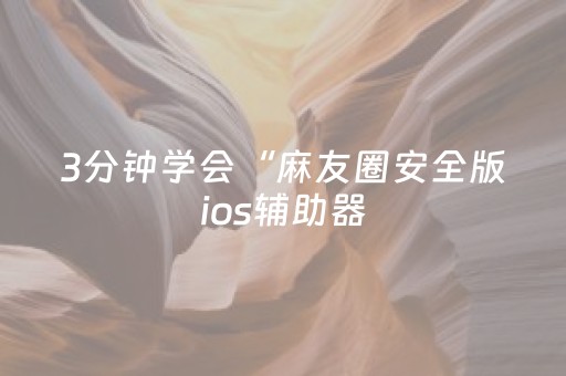 3分钟学会“麻友圈安全版ios辅助器（专用辅牌神器免安装）