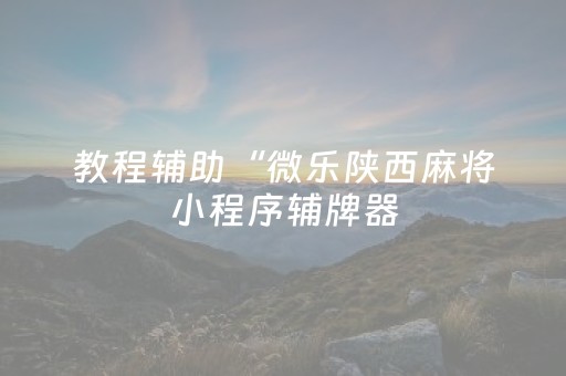 教程辅助“微乐陕西麻将小程序辅牌器（专用辅牌神器免安装）