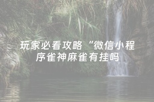 玩家必看攻略“微信小程序雀神麻雀有挂吗（专用辅牌神器免安装）