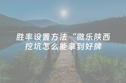 胜率设置方法“微乐陕西挖坑怎么能拿到好牌（助赢神器通用版）