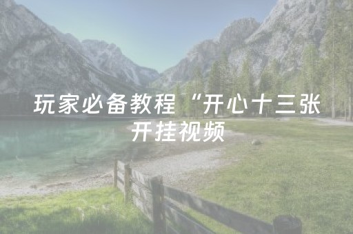玩家必备教程“开心十三张开挂视频（专用辅牌神器免安装）