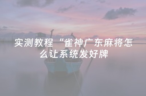 实测教程“雀神广东麻将怎么让系统发好牌（专用辅牌神器免安装）