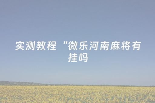 实测教程“微乐河南麻将有挂吗（专用辅牌神器免安装）