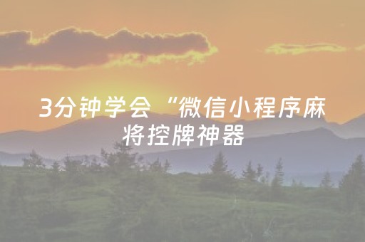3分钟学会“微信小程序麻将控牌神器（助赢神器通用版）
