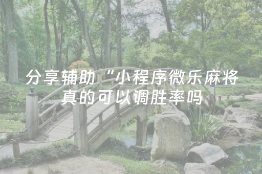 分享辅助“小程序微乐麻将真的可以调胜率吗（专用辅牌神器免安装）
