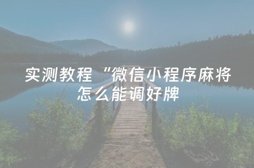 实测教程“微信小程序麻将怎么能调好牌（专用辅牌神器免安装）