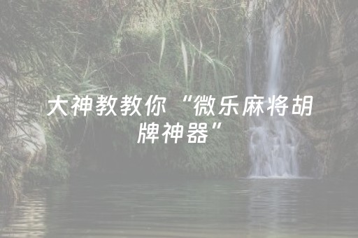 大神教教你“微乐麻将胡牌神器”（插件开挂免费AI)