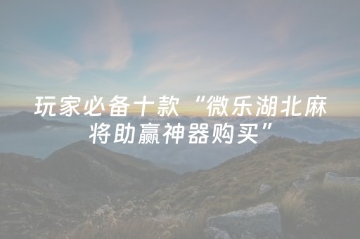 玩家必备十款“微乐湖北麻将助赢神器购买”（万能开挂器)