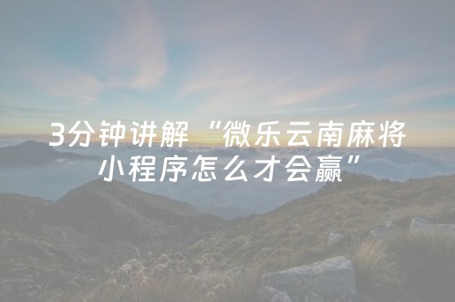 3分钟讲解“微乐云南麻将小程序怎么才会赢”（控牌神器)