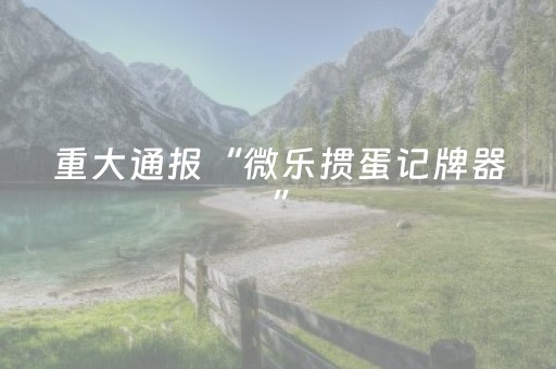 重大通报“微乐掼蛋记牌器”（免费专用神器)