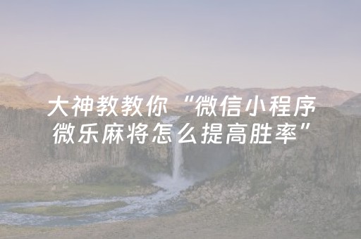 大神教教你“微信小程序微乐麻将怎么提高胜率”（赢的技巧规律)