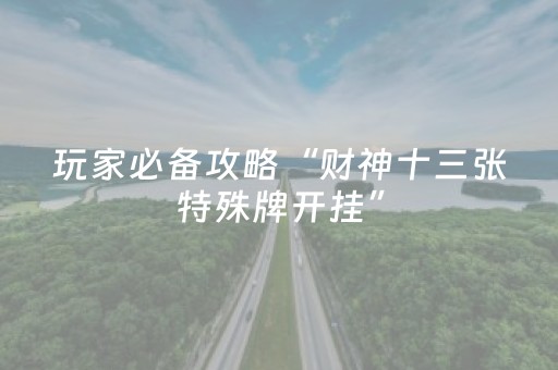 玩家必备攻略“财神十三张特殊牌开挂”（胜率到哪调)