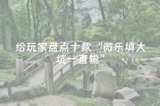 给玩家盘点十款“微乐填大坑一直输”（怎么让系统给自己好牌)