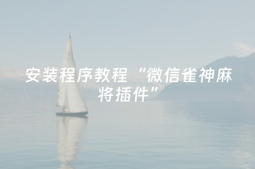 安装程序教程“微信雀神麻将插件”（自建房怎么拿好牌)