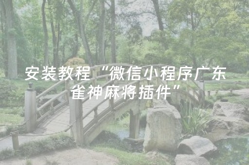 安装教程“微信小程序广东雀神麻将插件”（好友房怎么才能赢)